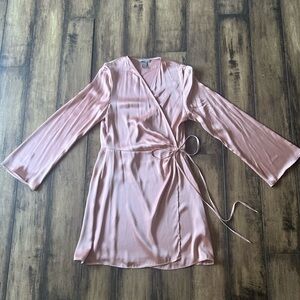 H&M Dusty Rose Long Sleeve Wrap Dress
